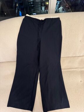 Blue Pinstripe Drawstring Dress Pants